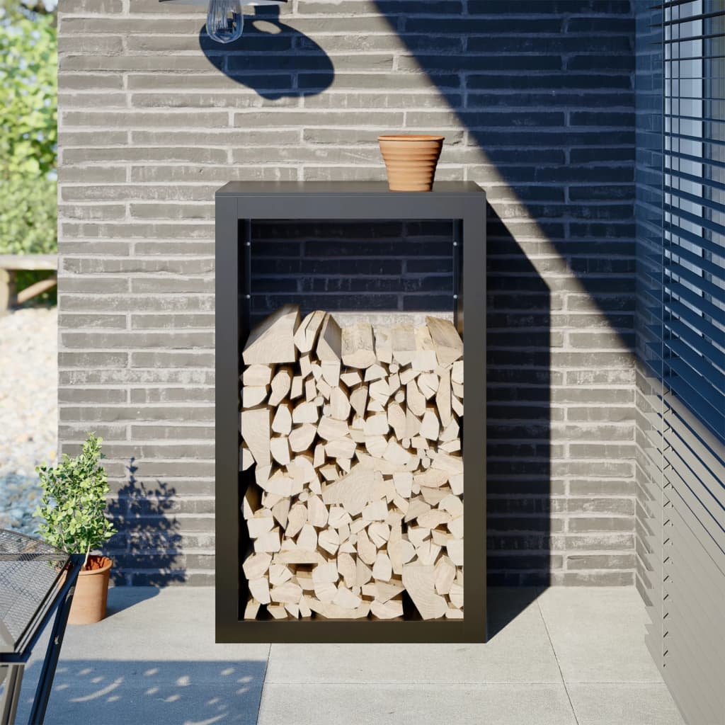 Firewood Rack Black 60x40x100 cm Steel - Charlotte Dunes