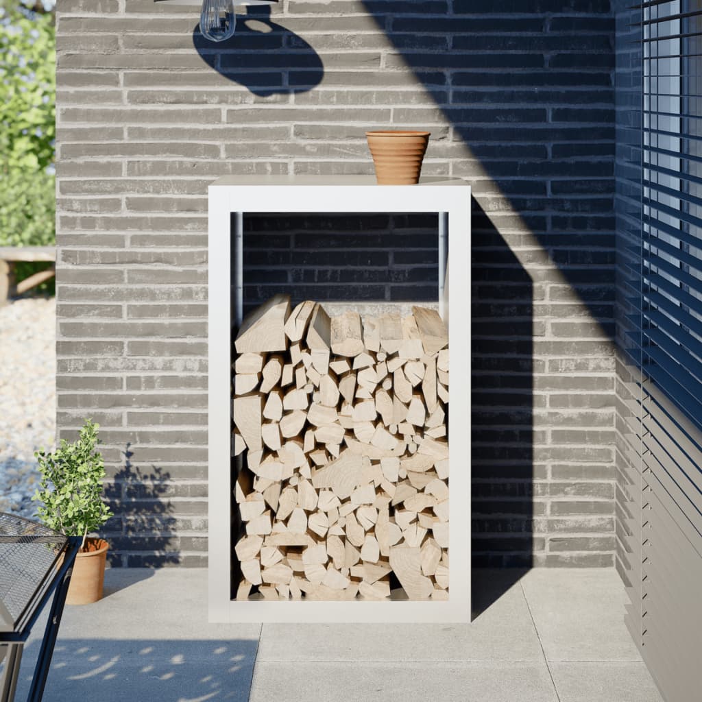 Firewood Rack White 60x40x100 cm Steel - Charlotte Dunes