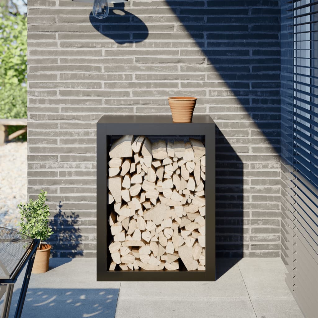 Firewood Rack Black 60x40x80 cm Steel - Brittle & Co