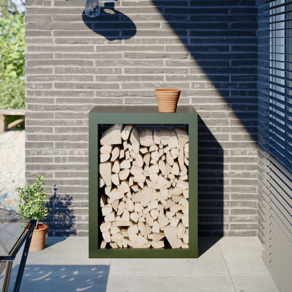 Firewood Rack Green 60x40x80 cm Steel - Brittle & Co