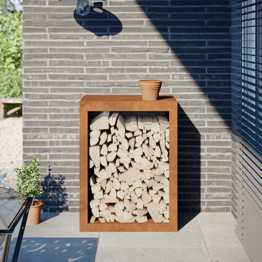 Firewood Rack 60x40x80 cm Weathering Steel - Brittle & Co