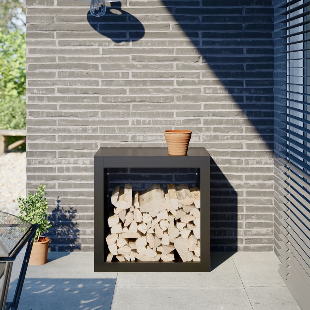 Firewood Rack Black 60x40x60 cm Steel - Discount Dealers