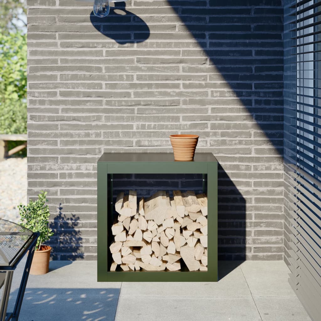 Firewood Rack Green 60x40x60 cm Steel - Discount Dealers