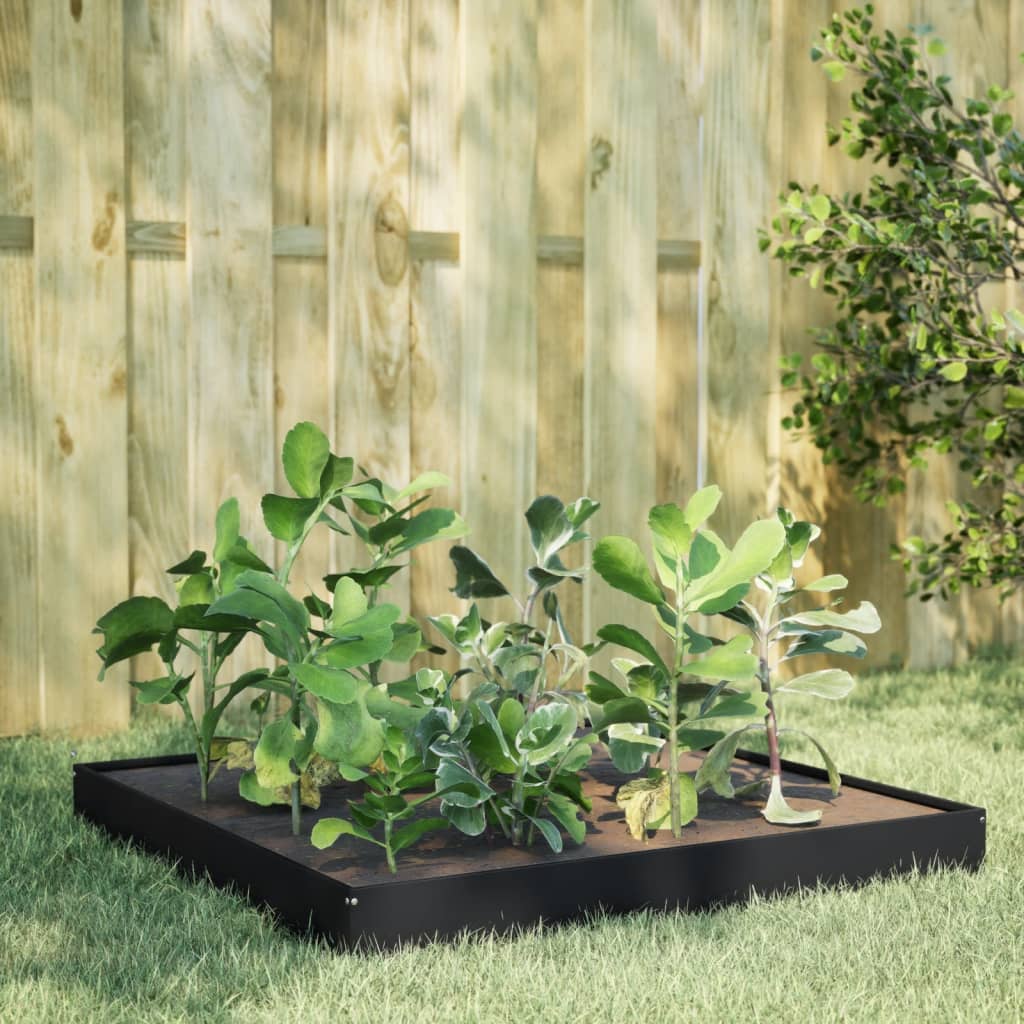 Garden Raised Bed Black 100x100x18.5 cm Steel - Charlotte Dunes