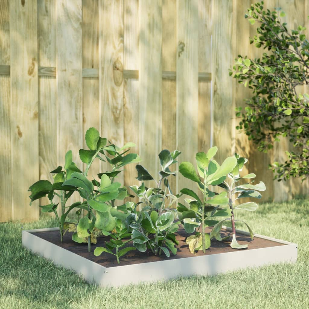 Garden Raised Bed White 100x100x18.5 cm Steel - Charlotte Dunes