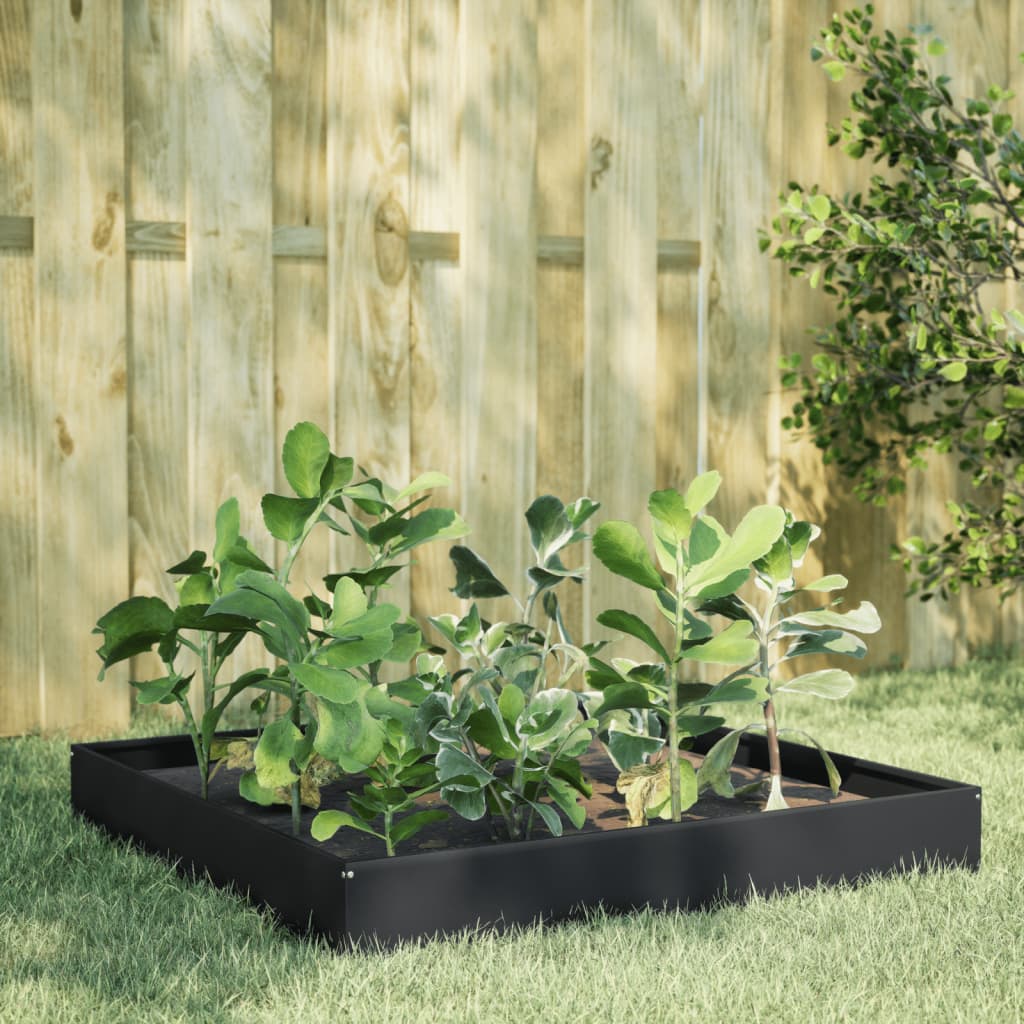 Garden Raised Bed Black 100x100x26 cm Steel - Charlotte Dunes