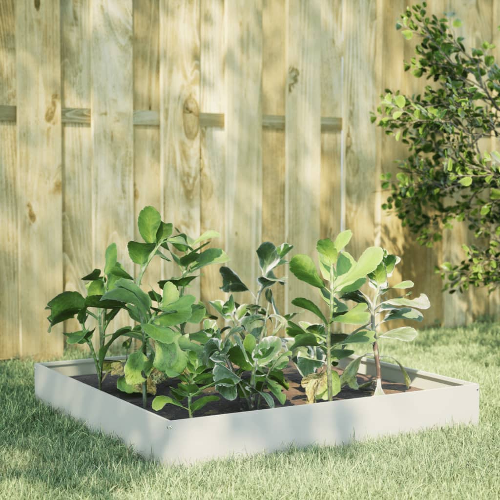 Garden Raised Bed White 100x100x26 cm Steel - Charlotte Dunes