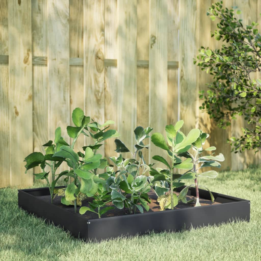 Garden Raised Bed Anthracite 100x100x26 cm Steel - Charlotte Dunes