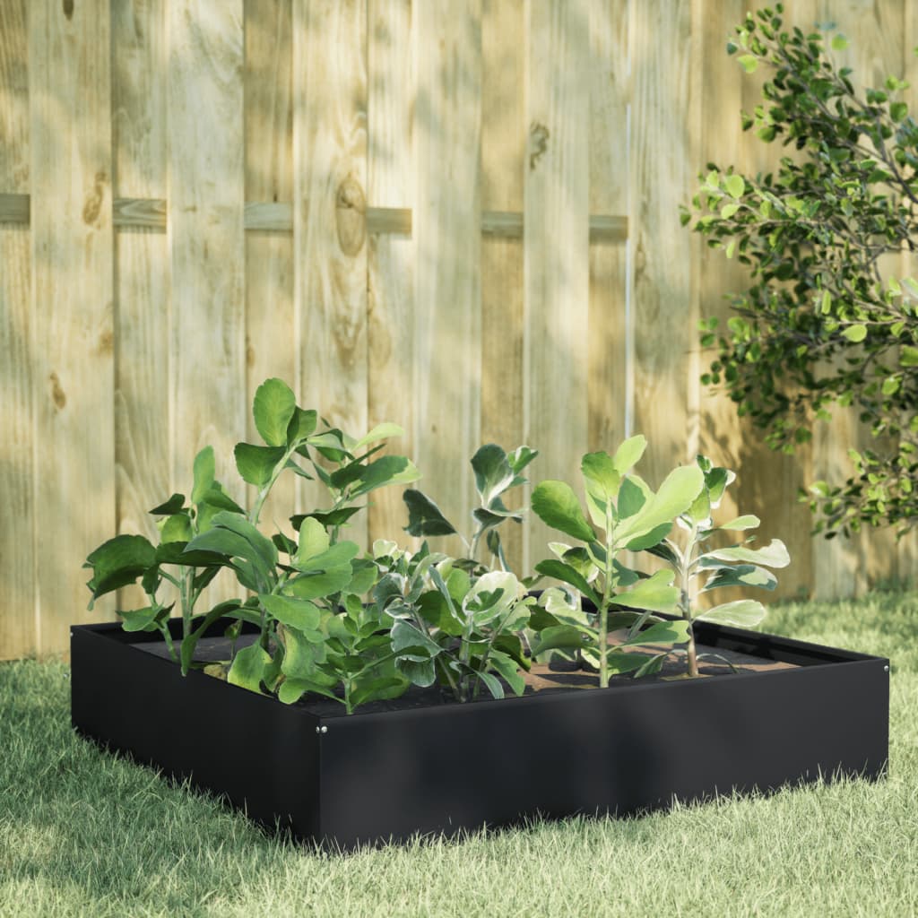 Garden Raised Bed Black 100x100x33.5 cm Steel - Design Hut