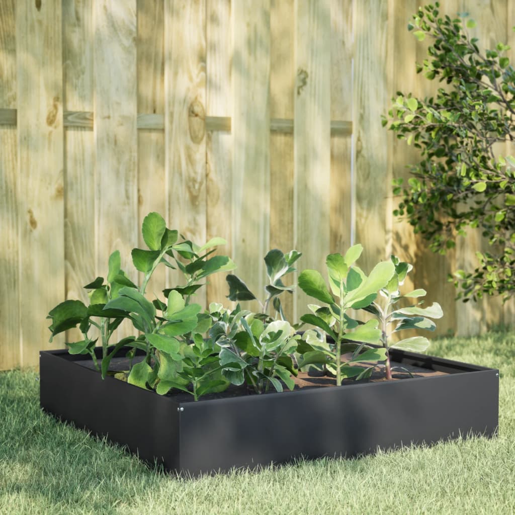 Garden Raised Bed Anthracite 100x100x33.5 cm Steel - Design Hut