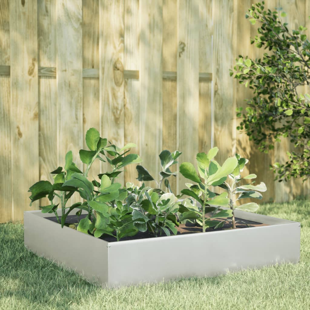 Garden Raised Bed 100x100x33.5 cm Stainless Steel - Design Hut