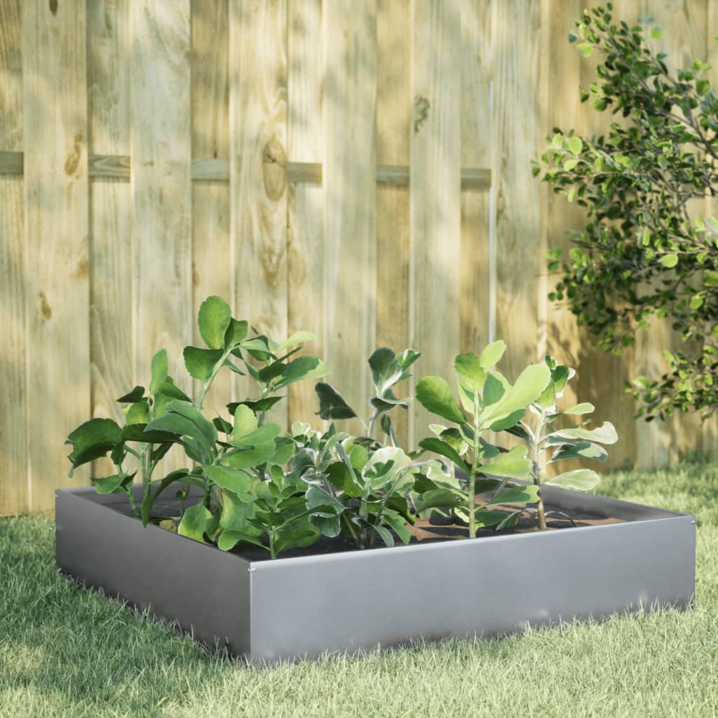 Garden Raised Bed 100x100x33.5 cm Galvanised Steel - Design Hut