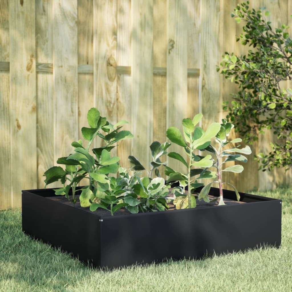 Garden Raised Bed Black 100x100x25 cm Steel - Charlotte Dunes