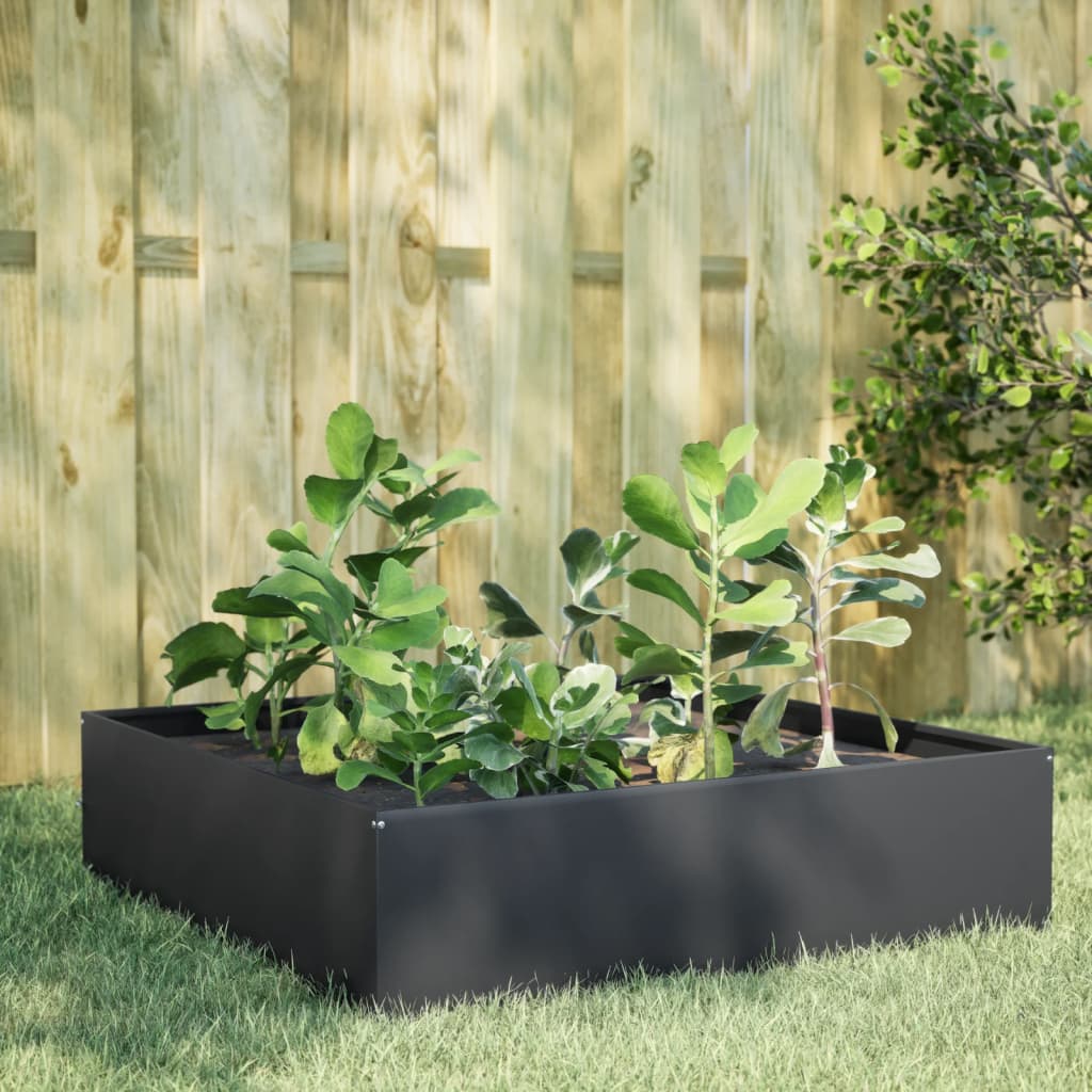 Garden Raised Bed Anthracite 100x100x25 cm Steel - Charlotte Dunes
