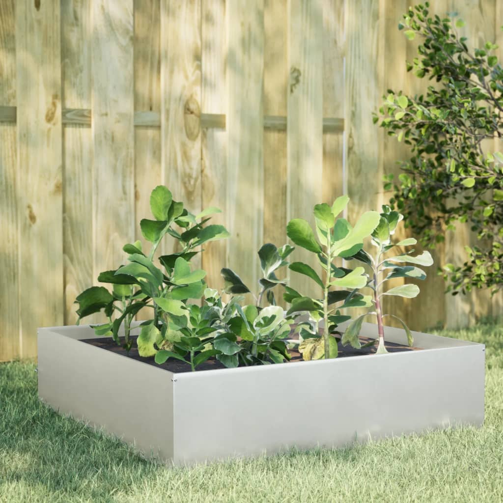 Garden Raised Bed 100x100x25 cm Stainless Steel - Charlotte Dunes