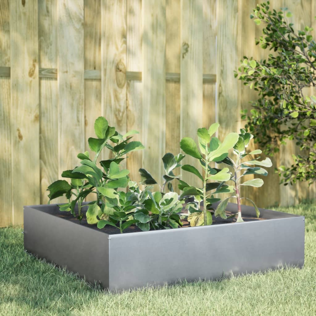Garden Raised Bed 100x100x25 cm Galvanised Steel - Charlotte Dunes