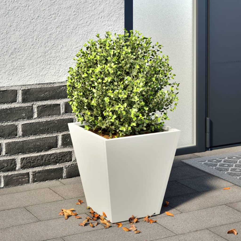 Garden Planter White 30x30x30 cm Steel - vid-851040 - Design Hut