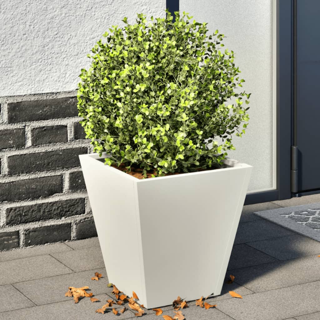 Garden Planters White 2 pcs 30x30x30 cm Steel - Design Hut