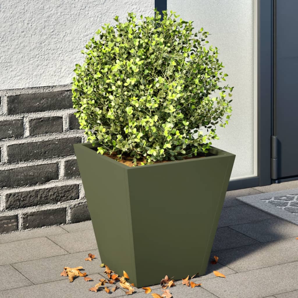 Garden Planters Olive Green 2 pcs 30x30x30 cm Steel - Design Hut