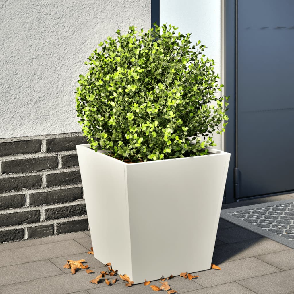 Garden Planter White 40x40x40 cm Steel - vid-851054 - Design Hut