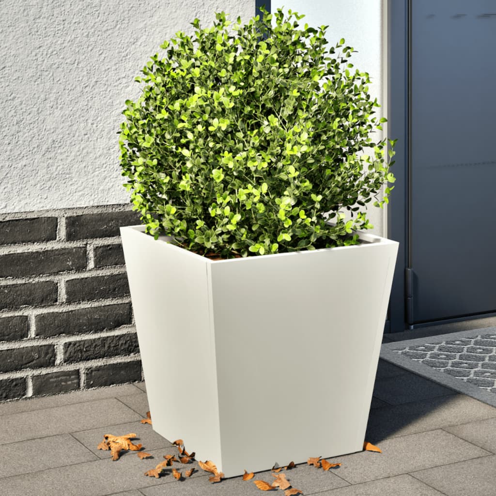 Garden Planters White 2 pcs 40x40x40 cm Steel - Design Hut