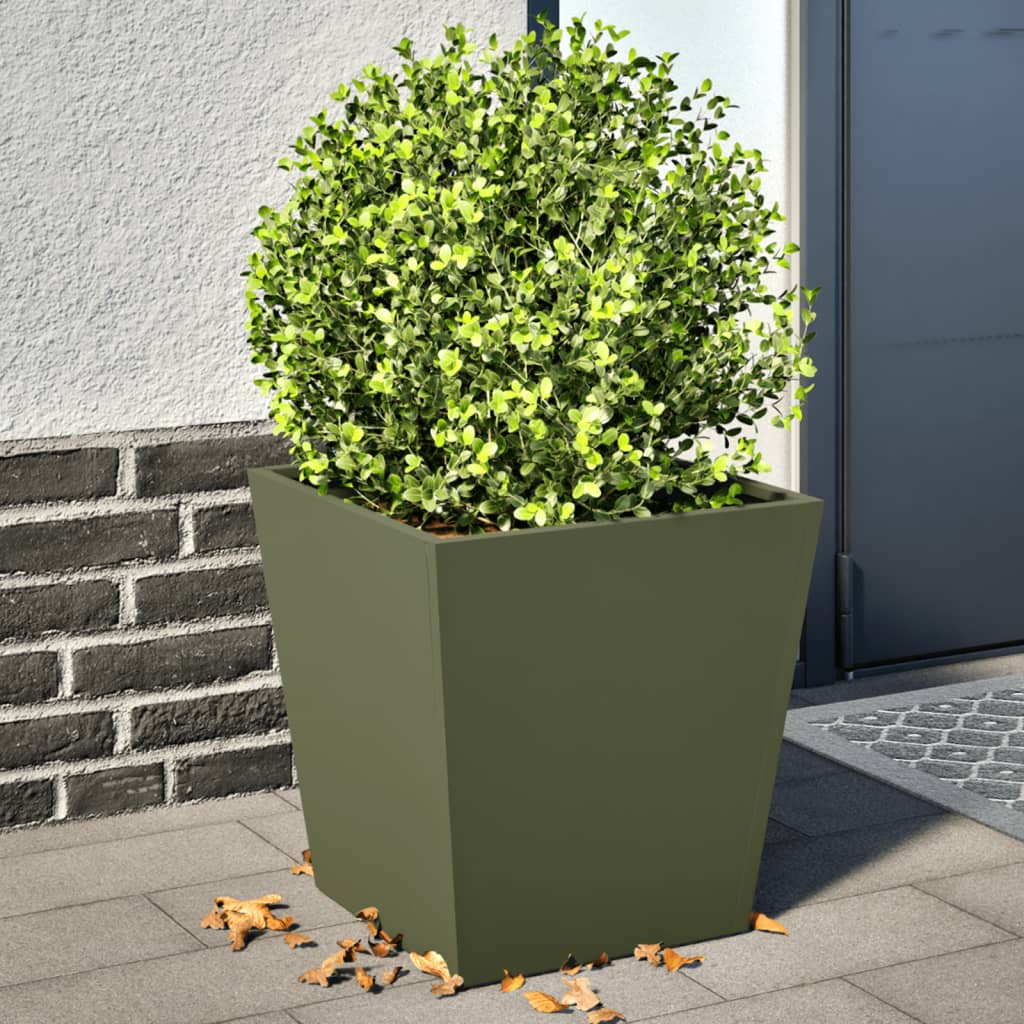 Garden Planters Olive Green 2 pcs 40x40x40 cm Steel - Design Hut