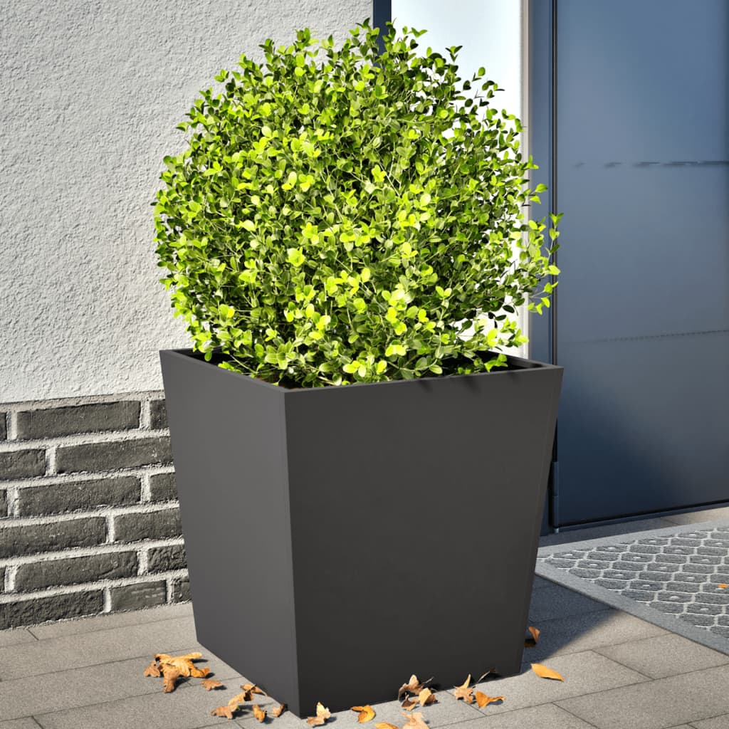 Garden Planters Black 2 pcs 50x50x50 cm Steel - Discount Dealers
