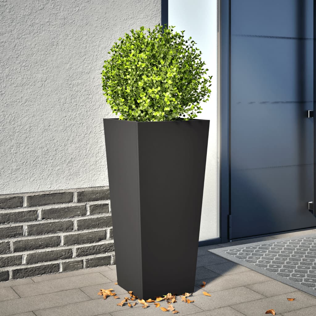 Garden Planter Black 35x35x75 cm Steel - Decor Base