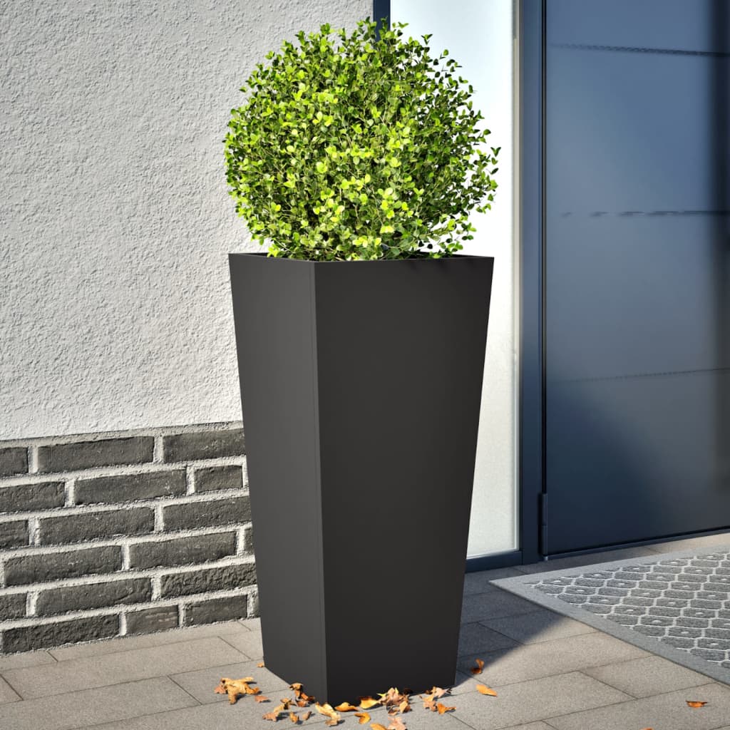 Garden Planters Black 2 Pieces 35x35x75 cm Steel - Style and Chic