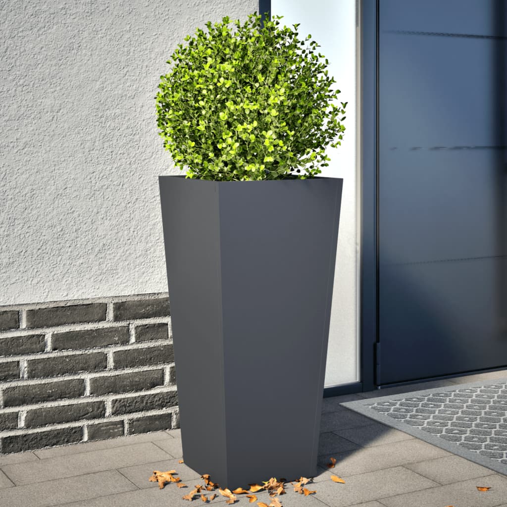 Garden Planters Anthracite 2 pcs 35x35x75 cm Steel - Decor Base