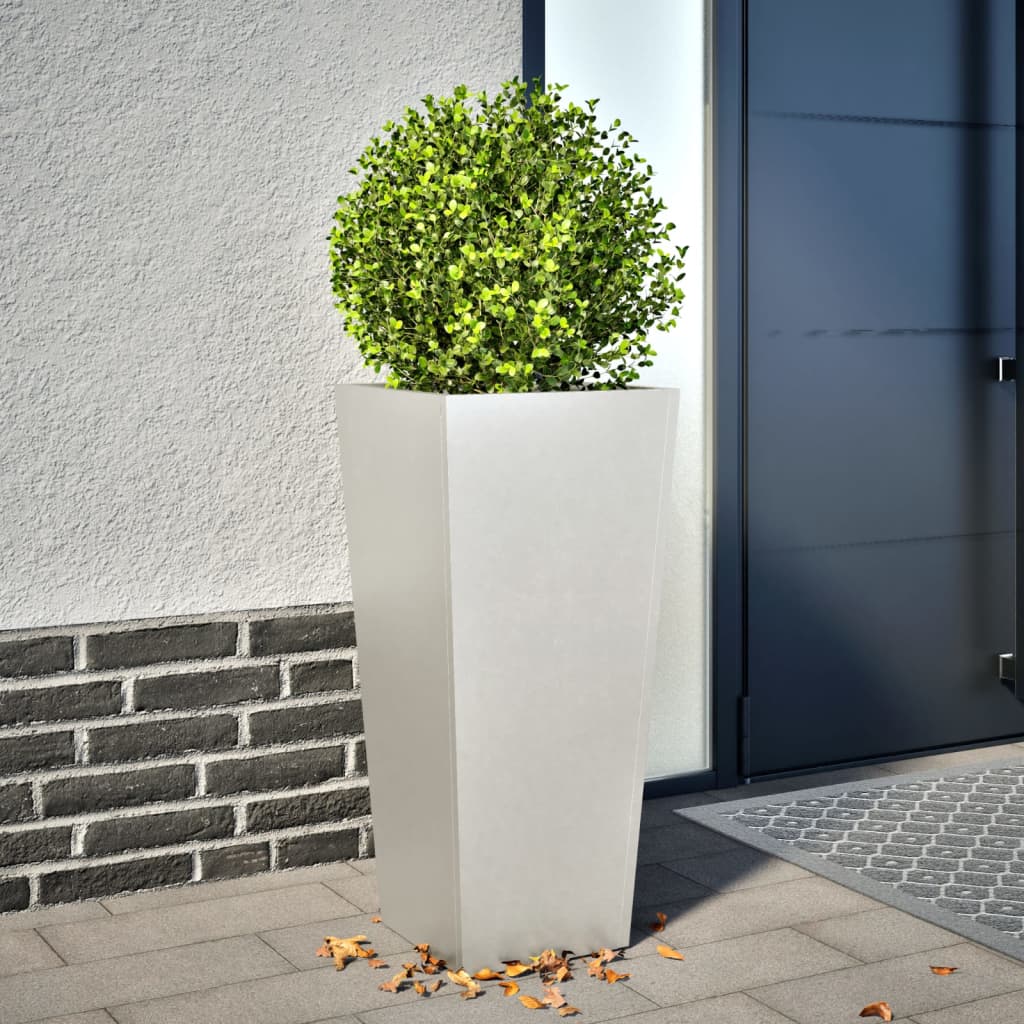 Garden Planter 35x35x75 cm Stainless Steel - Decor Base