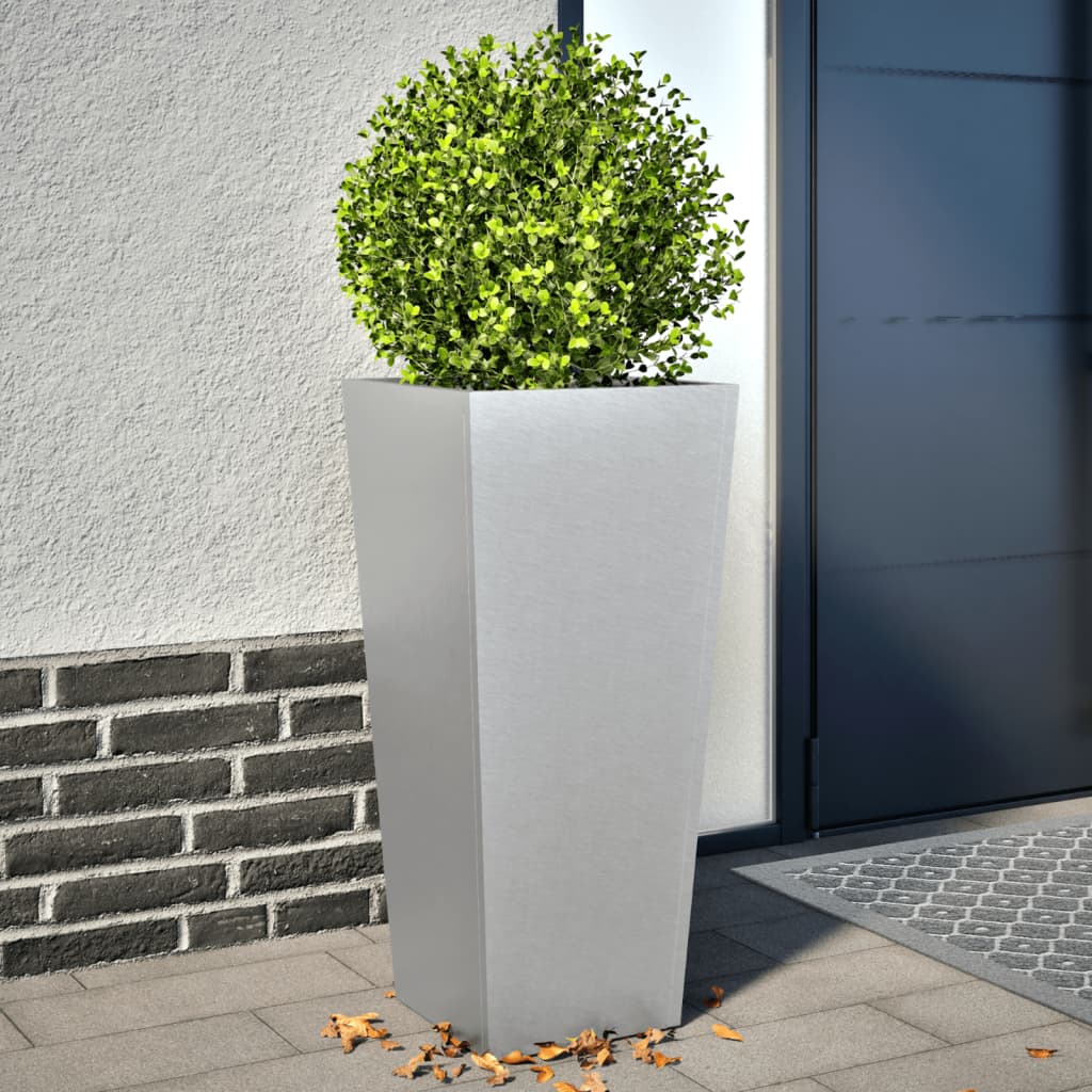 Garden Planters 35x35x75 cm 2 Pieces Galvanised Steel - The Home Maker