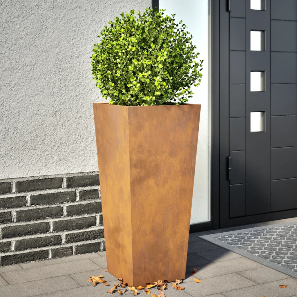 Garden Planters 2 pcs 35x35x75 cm Weathering Steel - Decor Base