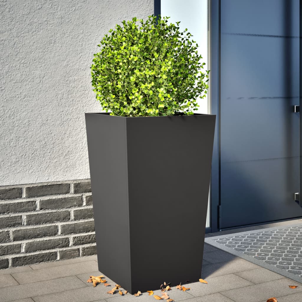 Garden Planter Black 45x45x75 cm Steel - Decor Base
