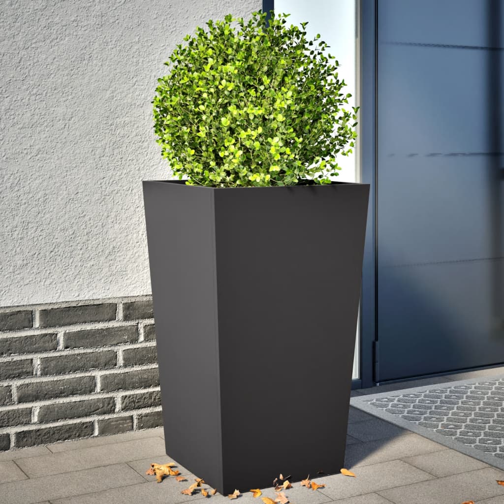 Garden Planters Black 2 pcs 45x45x75 cm Steel - Decor Base