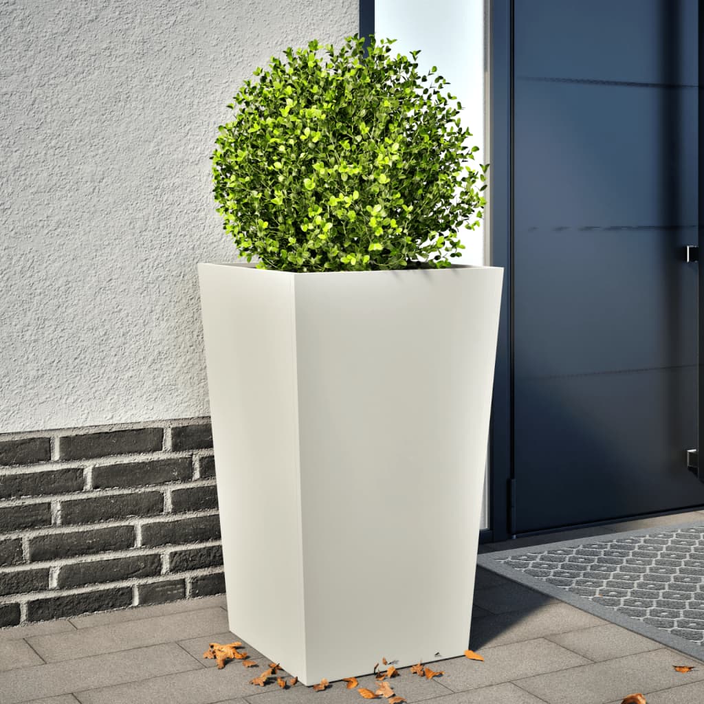 Garden Planter White 45x45x75 cm Steel - Decor Base