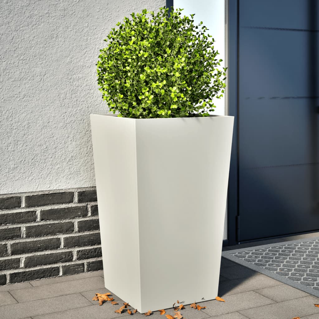 Garden Planters White 2 pcs 45x45x75 cm Steel - Decor Base