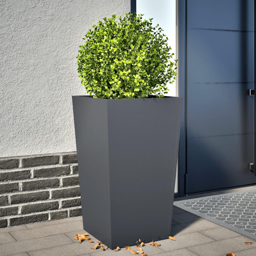 Garden Planter Anthracite 45x45x75 cm Steel - Decor Base