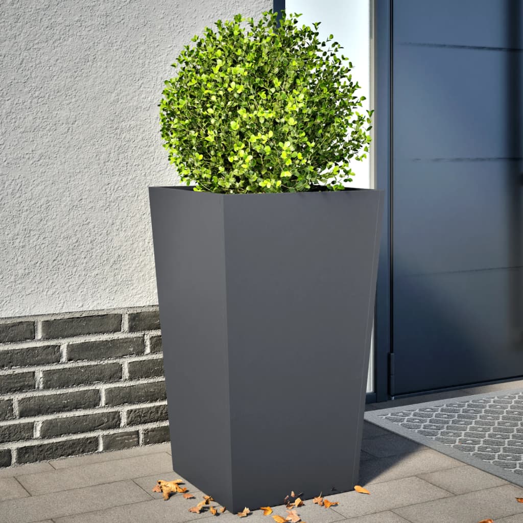 Garden Planters Anthracite 2 pcs 45x45x75 cm Steel - Decor Base