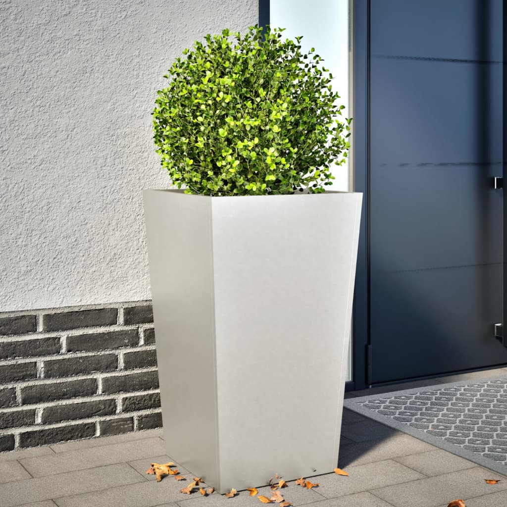 Garden Planter 45x45x75 cm Stainless Steel - Decor Base