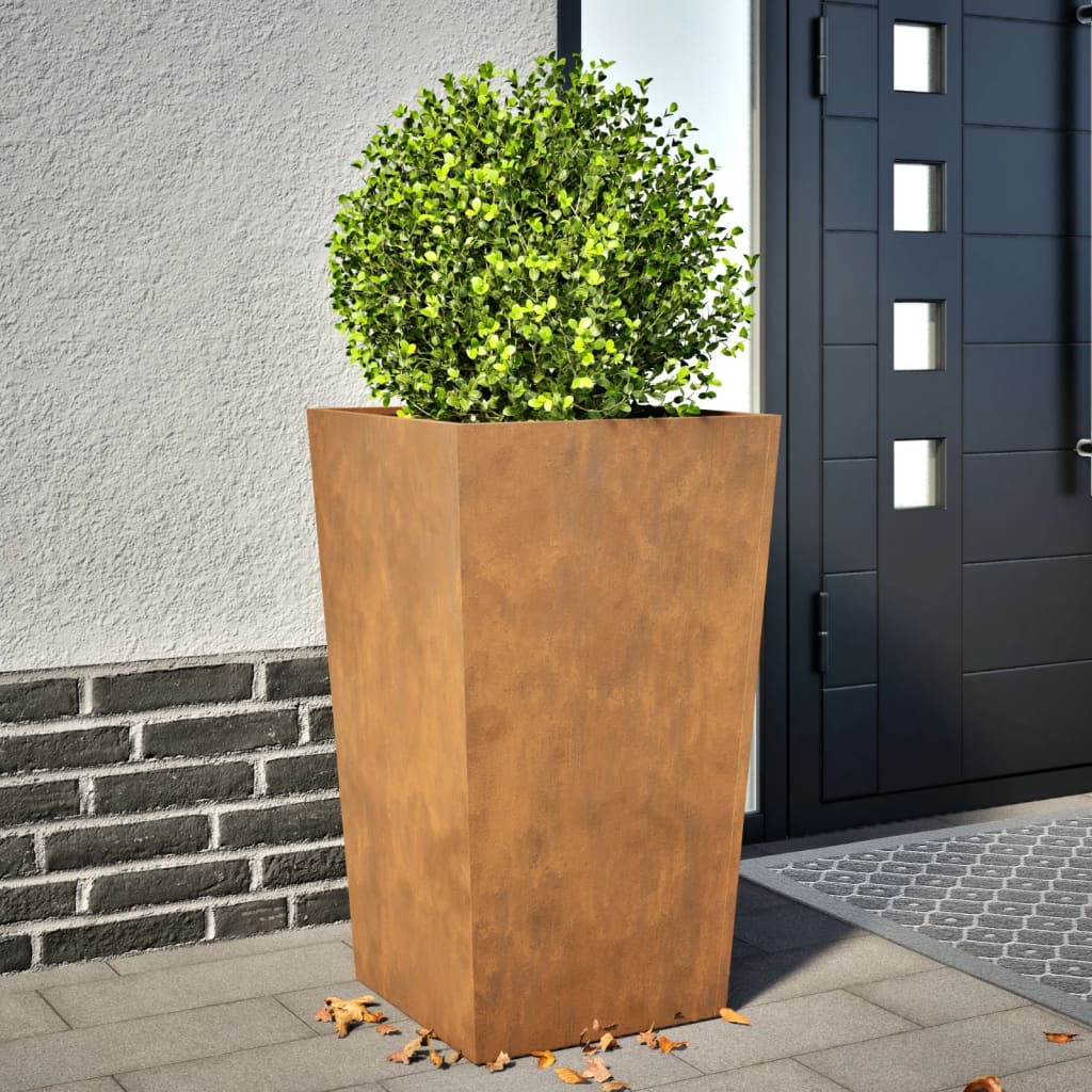 Garden Planter 45x45x75 cm Weathering Steel - Decor Base
