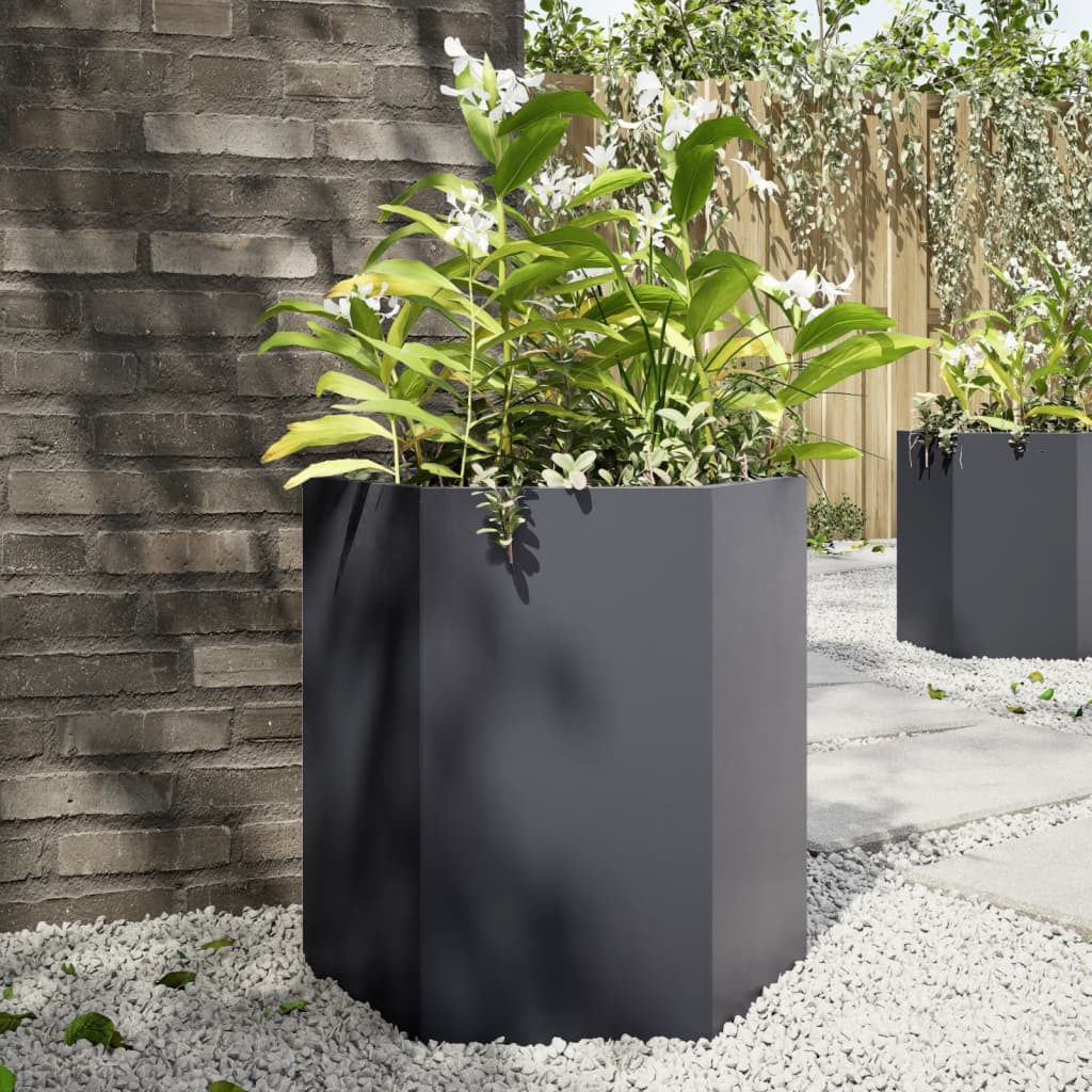 Garden Planter Anthracite Hexagon 46x40x45 cm Steel - Discount Dealers