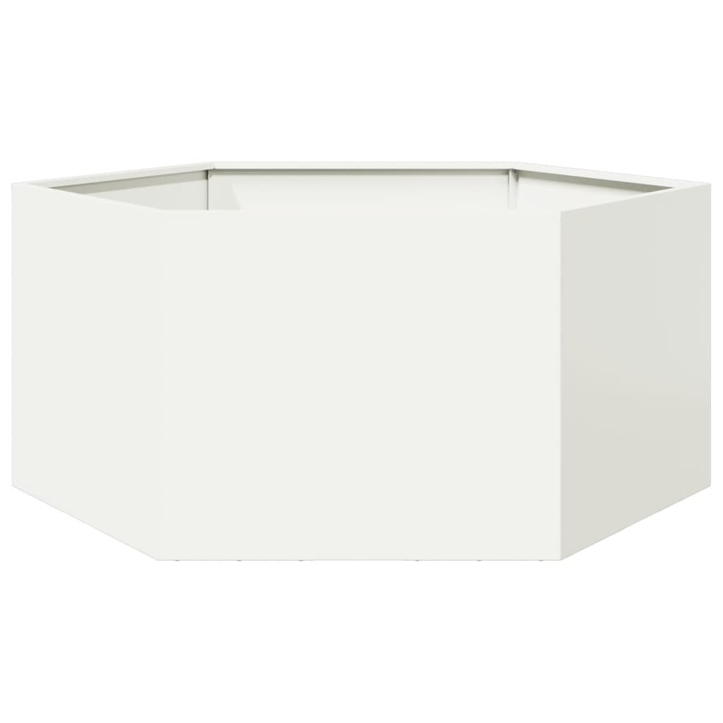 Garden Planter White Hexagon 104x90x45 cm Steel - Design Hut