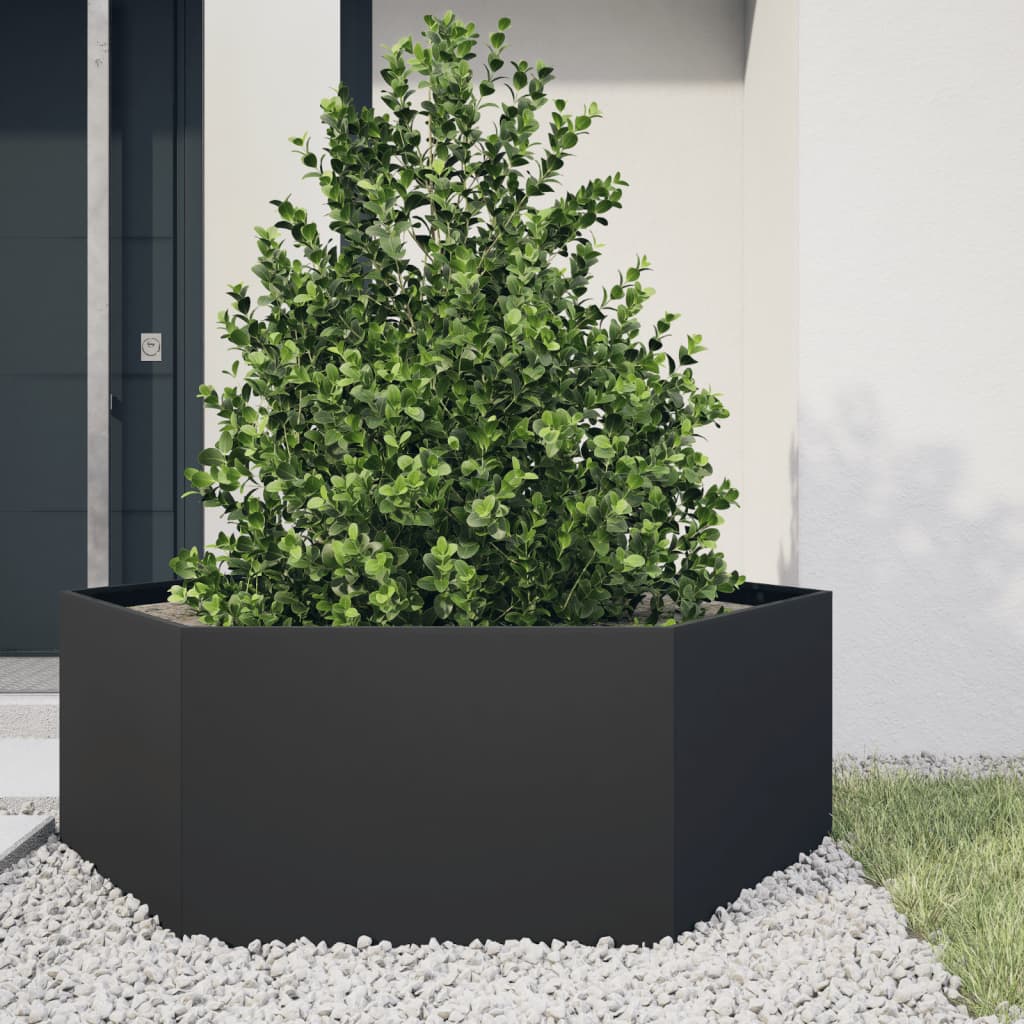 Garden Planter Black Hexagon 138x120x45 cm Steel - Design Hut