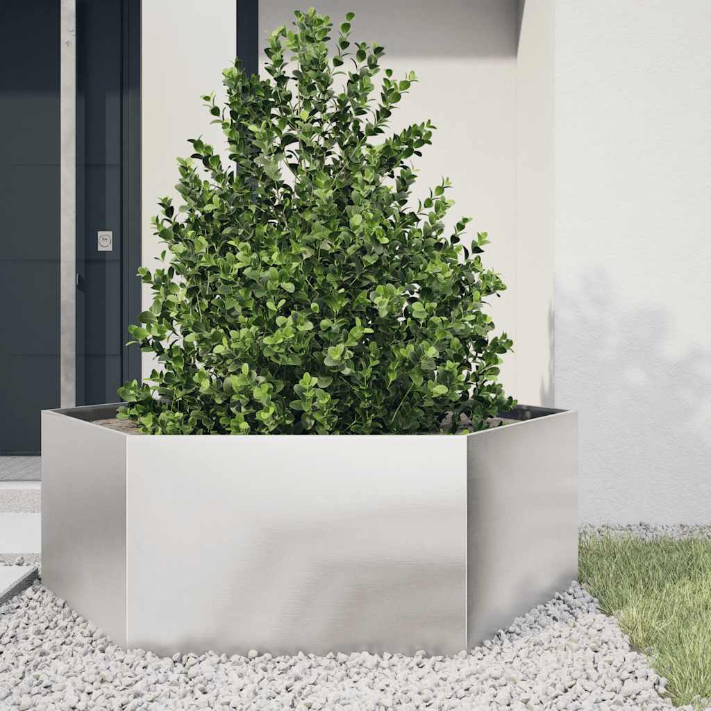 Garden Planter Hexagon 138x120x45 cm Stainless Steel - Design Hut