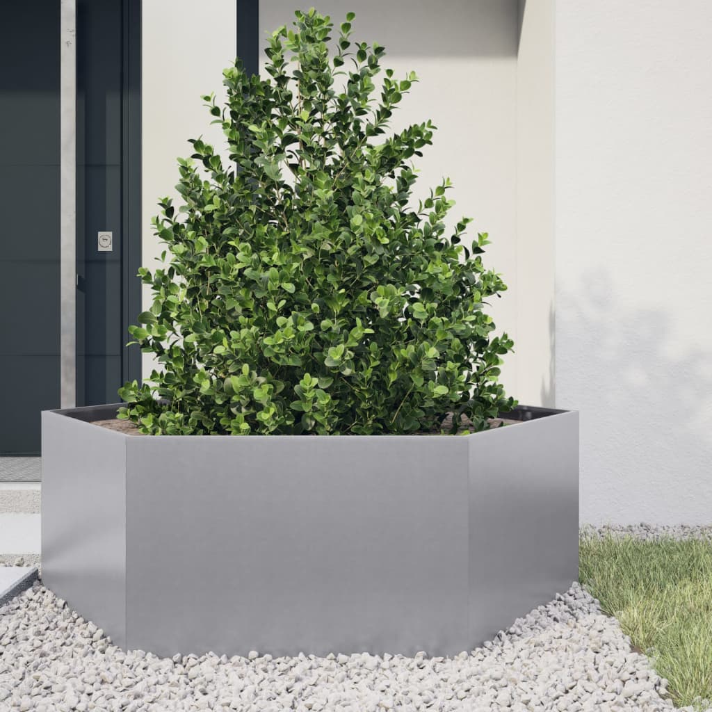 Garden Planter Hexagon 138x120x45 cm Galvanized Steel - Design Hut