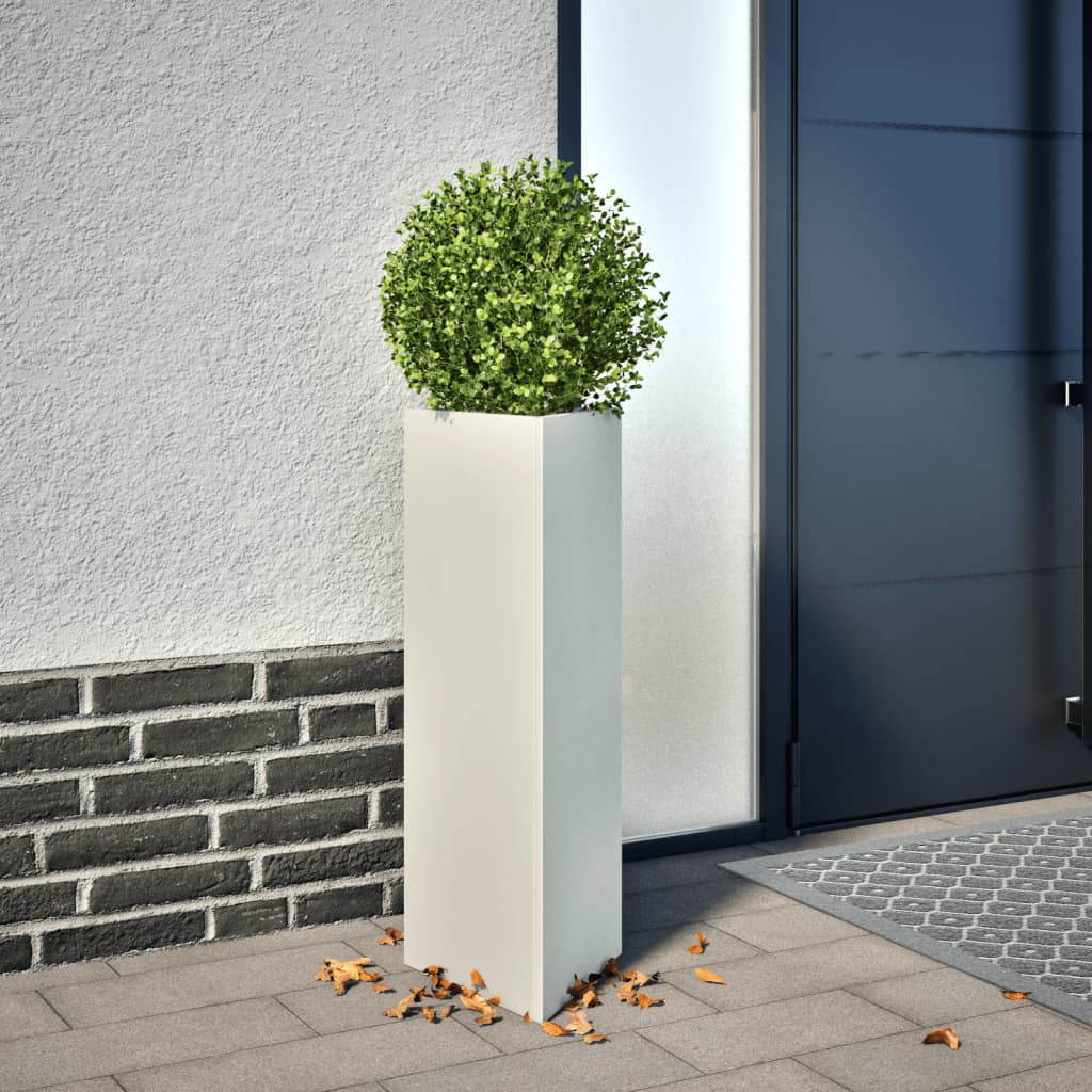 Garden Planter White Triangular 30x26x75 cm Steel - Decor Base
