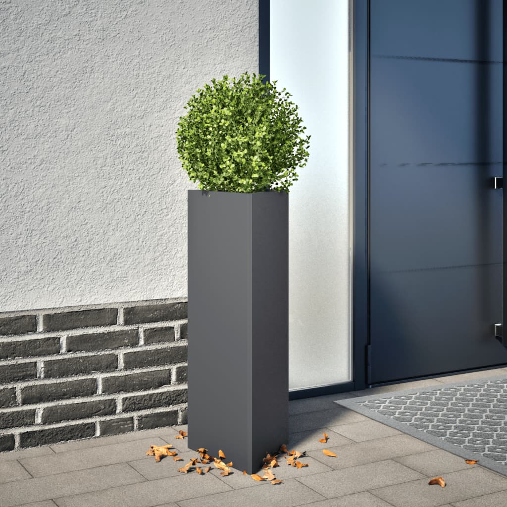 Garden Planter Anthracite Triangular 30x26x75 cm Steel - R and M Furniture