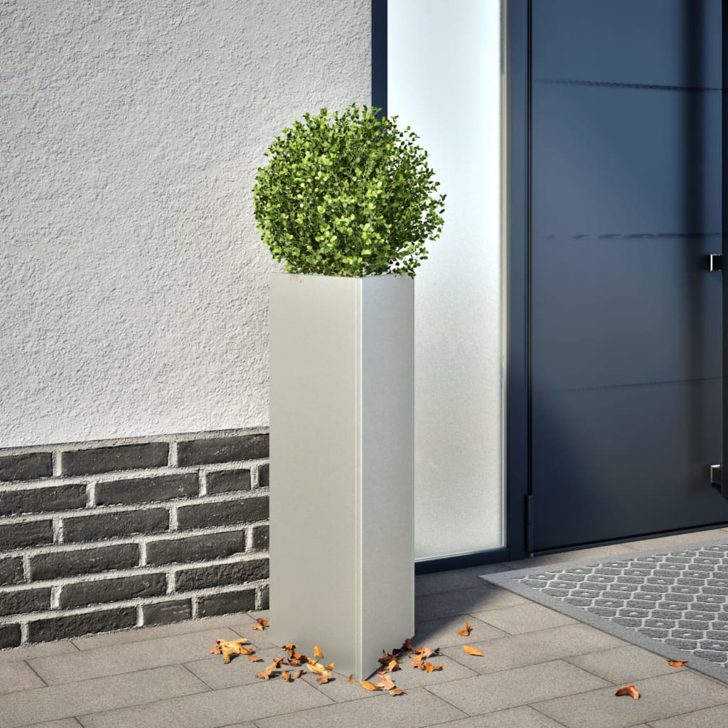 Garden Planter Triangular 30x26x75 cm Stainless Steel - Decor Base