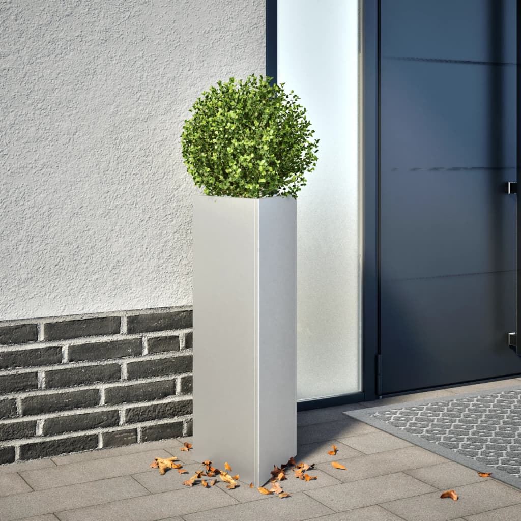 Garden Planter Triangular 30x26x75 cm Galvanized Steel - Decor Base